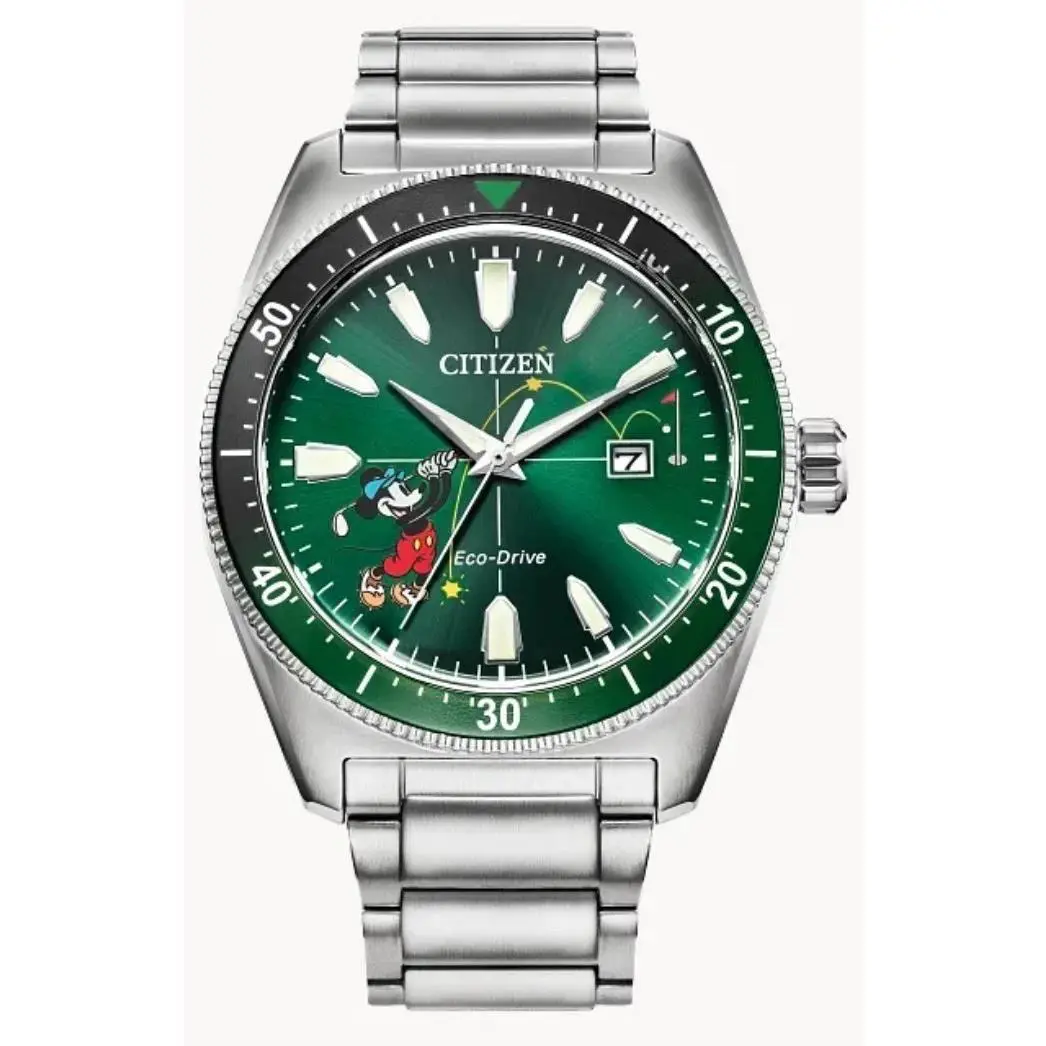 Citizen AW1595-78W Tee Time Disney Mickey Mouse Collection Eco-drive Men`s Watch