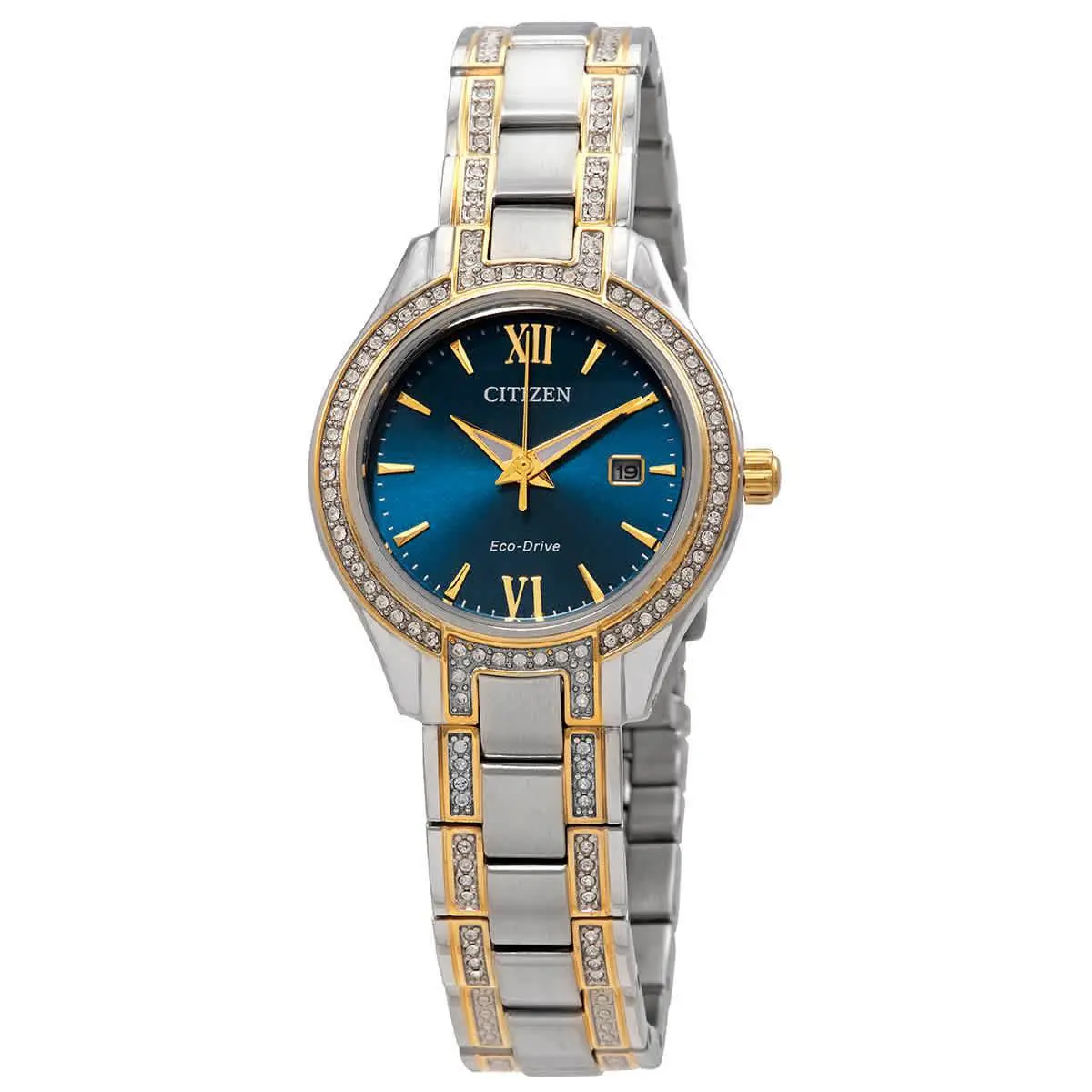 Citizen Silhouette Crystal Blue Dial Ladies Watch FE1234-50L - Blue, Dial: Blue, Band: Silver, Gold