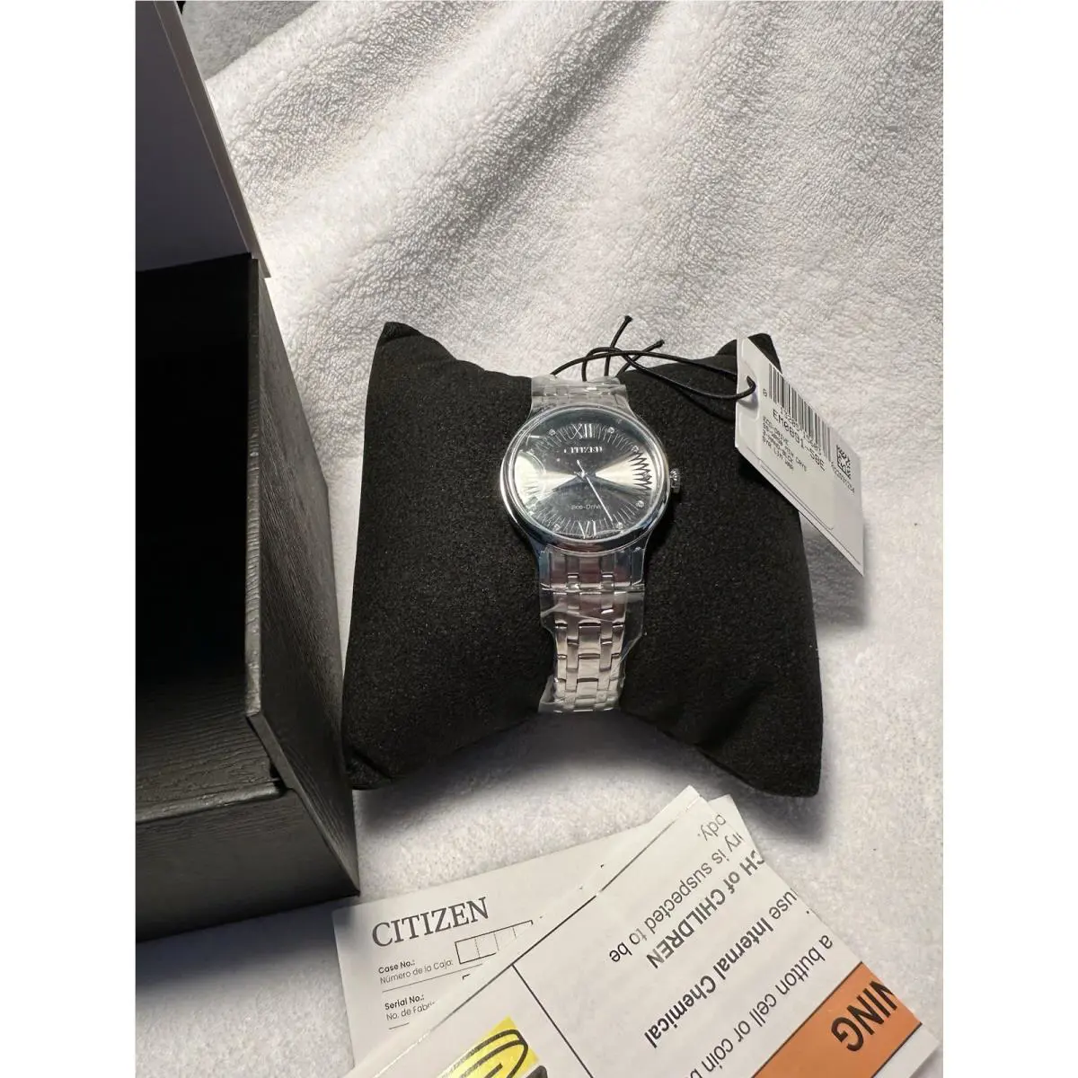 Citizen Women`s Watch EM0891-58E Eco Drive Black Dial Silver Stainless