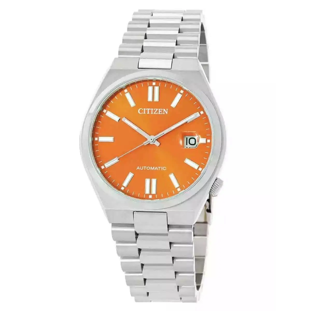 Citizen Tsuyosa Stainless Steel Orange Dial Automatic NJ0151-88Z Men`s Watch - Dial: Orange, Band: Silver, Bezel: No Bezel