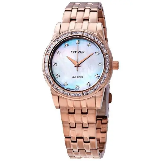 Citizen EM0773-54D White Dial Rose Gold Bracelet Quartz 31MM Womens Watch