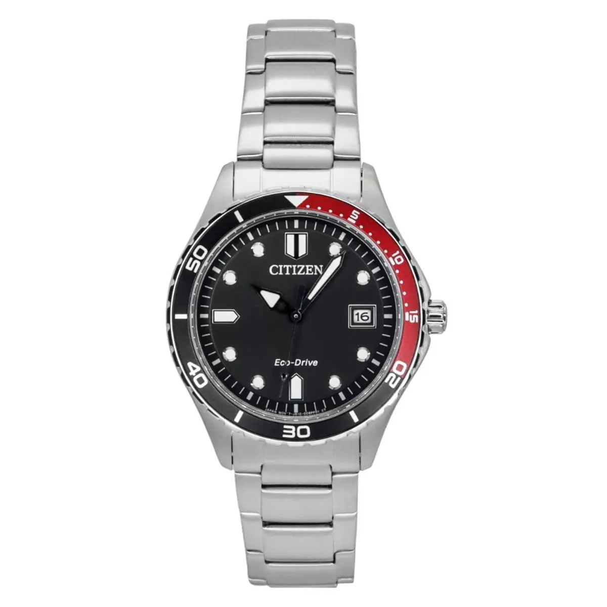 Citizen Eco-drive Stainless Steel Black Dial AW1820-81E 100M Unisex Watch