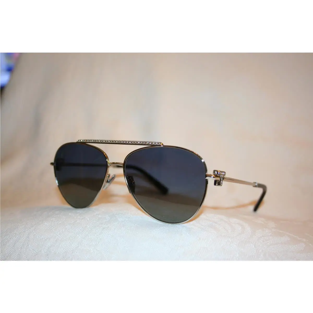 Tiffany Co Sunglasses TF3101B 60014U59 Silver w/ Azure Grad. Blue Polar