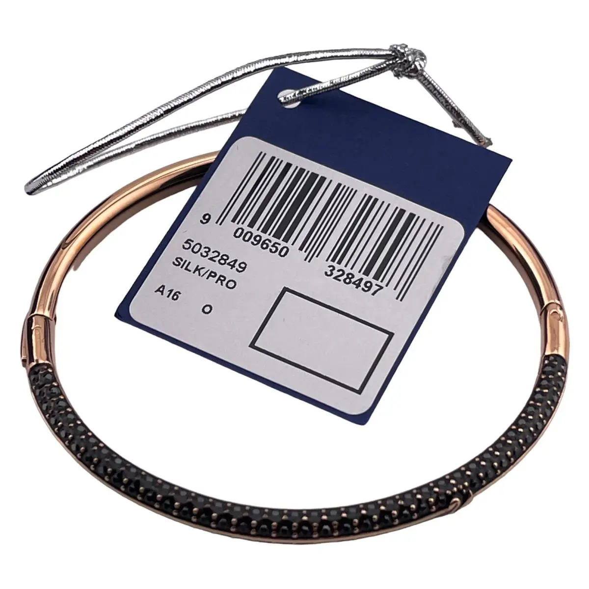 Swarovski Swan Silk/pro Pave Blue Stones Rose Gold Bangle Bracelet S 5032849