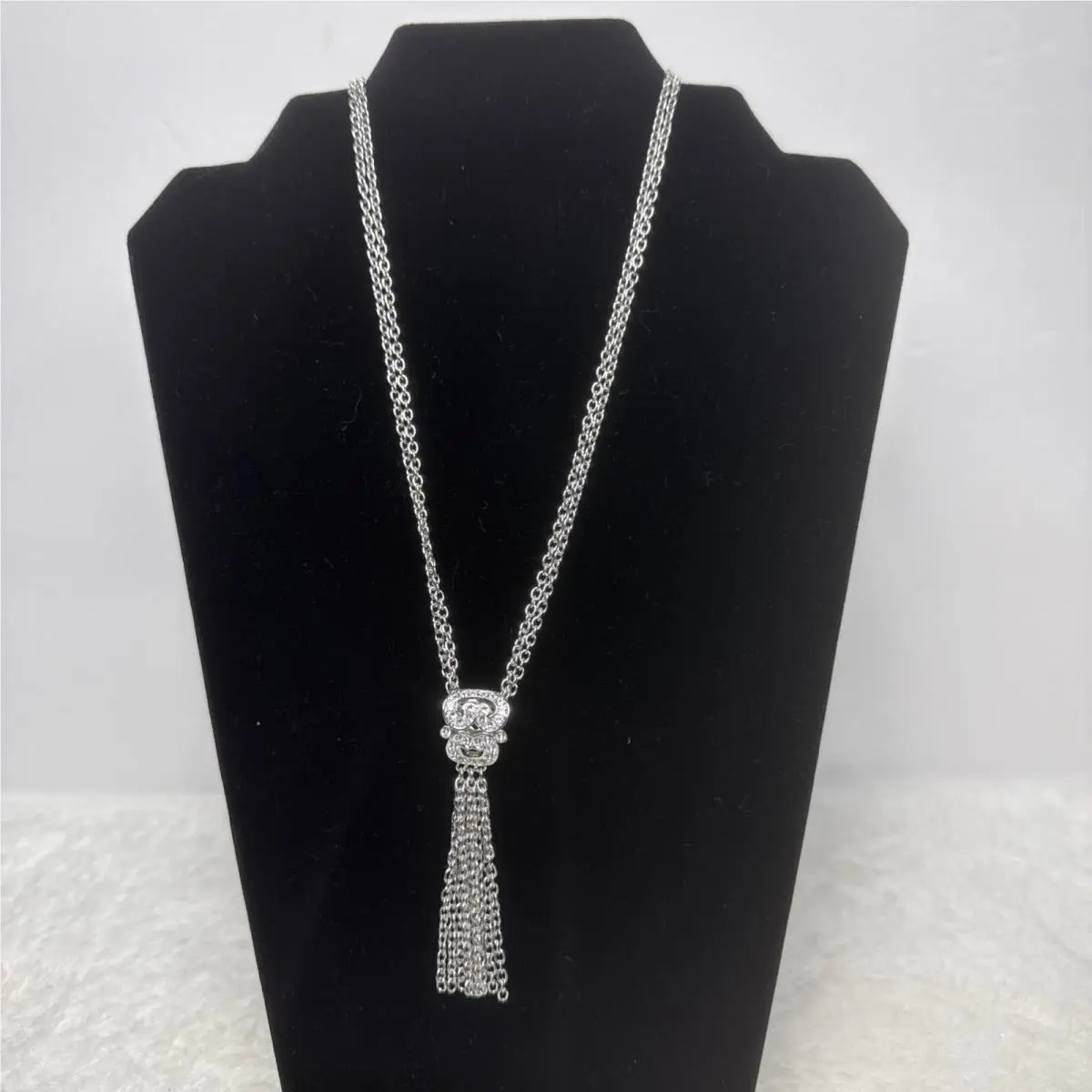 Touchstone Crystal by Swarovski Clear Crystal Tassel Necklace Nwob