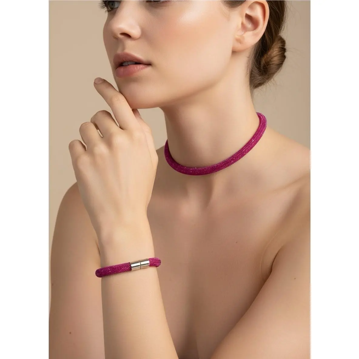 Swarovski Stardust Choker or Wrap Around Bracelet Cerise Pink SW