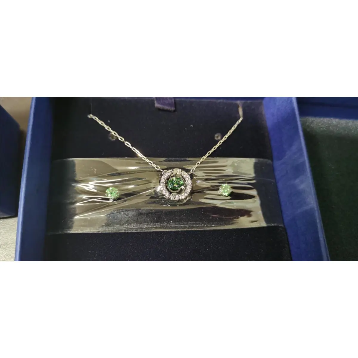LT0158 Swarovski Jewelry Sparkling Dance Set Green Rhodium -5516965