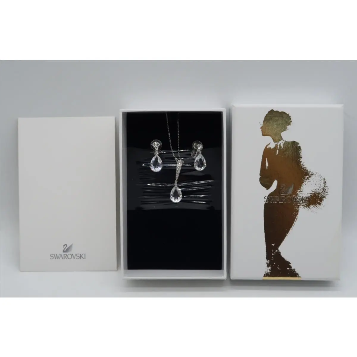 Vintage Clear Crystal Necklace Clip Earrings Set 5022705 by Swarovski