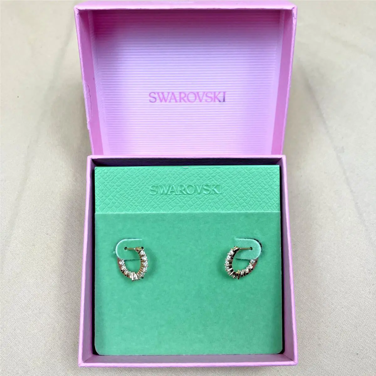 Swarovski Matrix Vittore Hoop Earrings Round Cut Gold-tone Orig