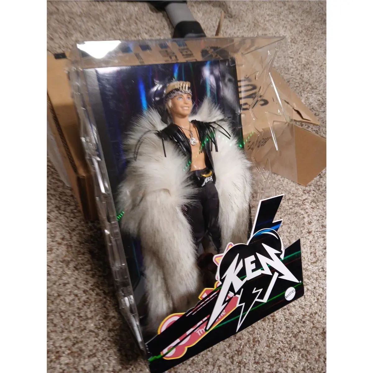 Barbie The Movie Collectible Ken Doll In Big Fur Coat Black Fringe
