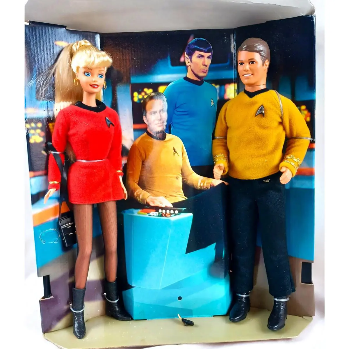 1996 Star Trek Bridge Diorama Barbie Ken Dolls 30th Anniversary Dolls Vintage