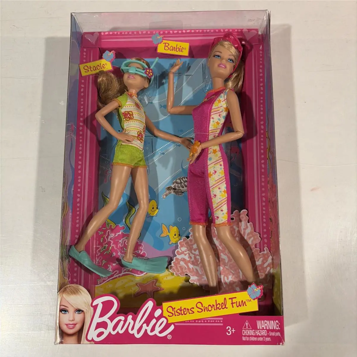 Sisters Snorkel Fun Barbie Stacie Dolls Swim Beach Ocean Sea X3214 Mattel 2011