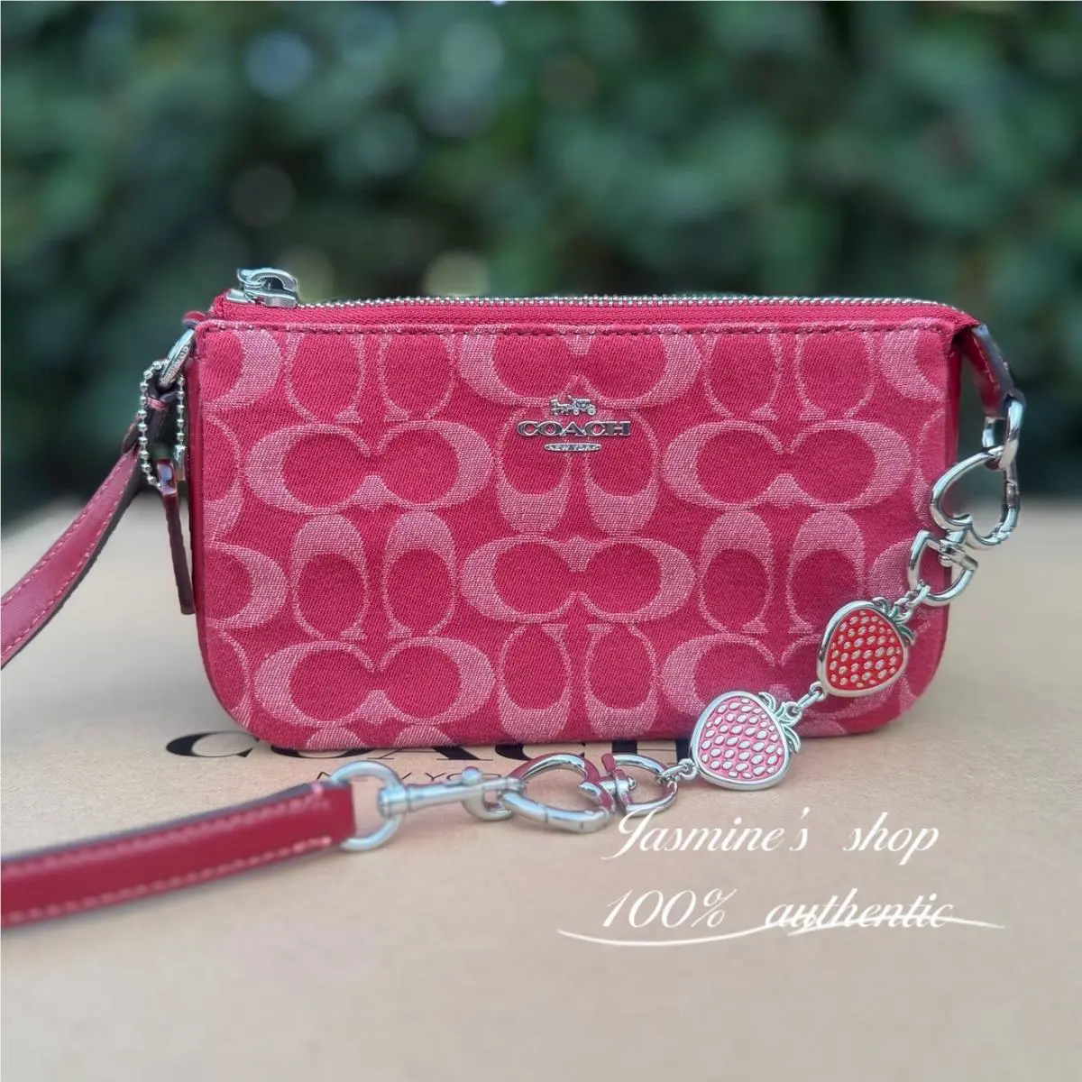 Coach Nolita 19 Bag In Signature Denim Leather CCZ48 Silver/true Red