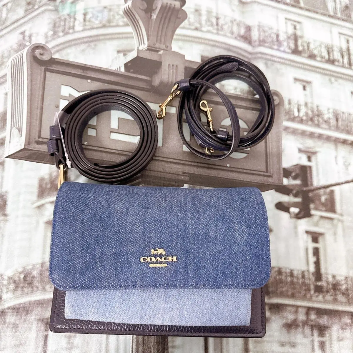 Coach C3325 Foldover Belt Bag IN Denim Multi
