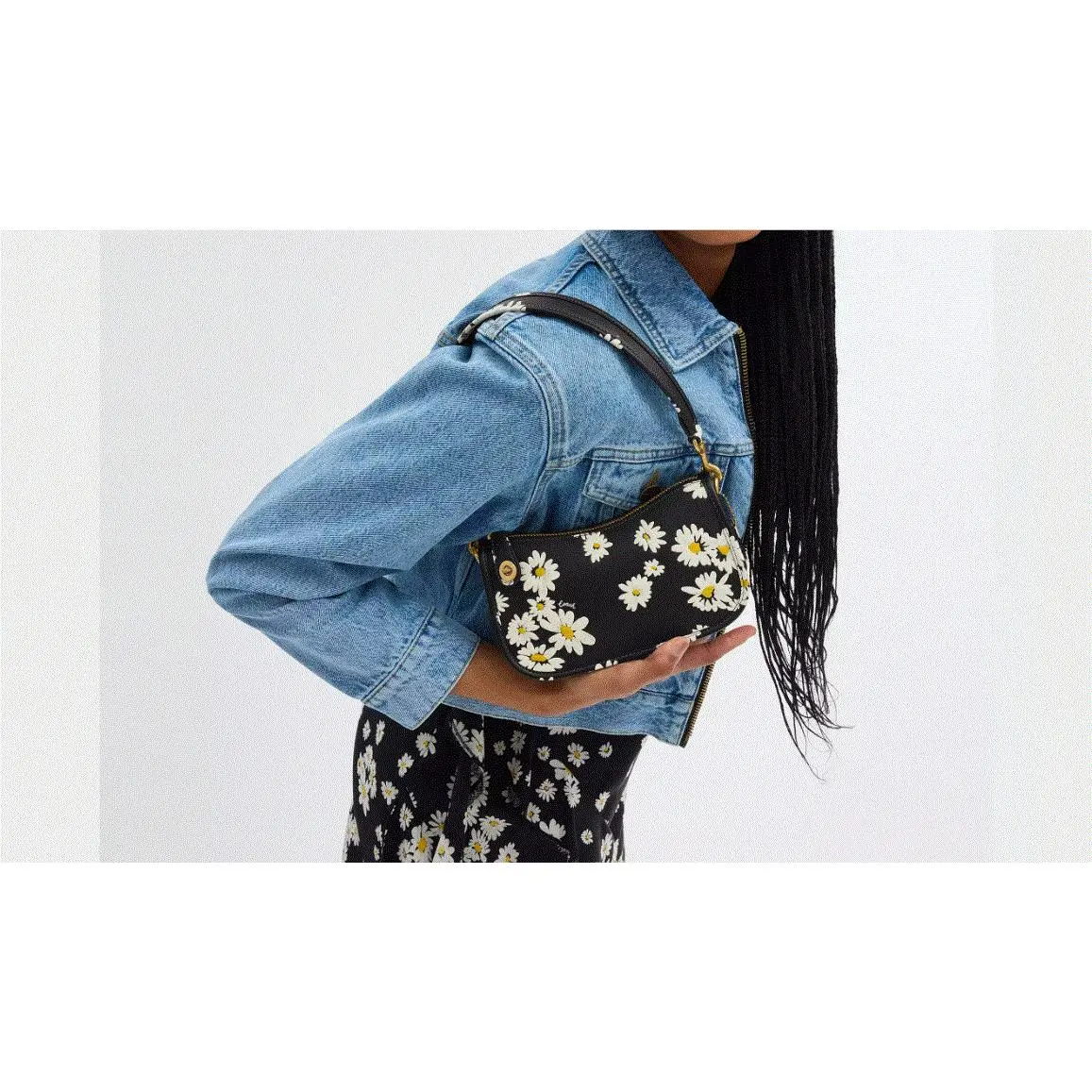 Coach Swinger 20 Floral Print Leather Clutch Shoulder Bag