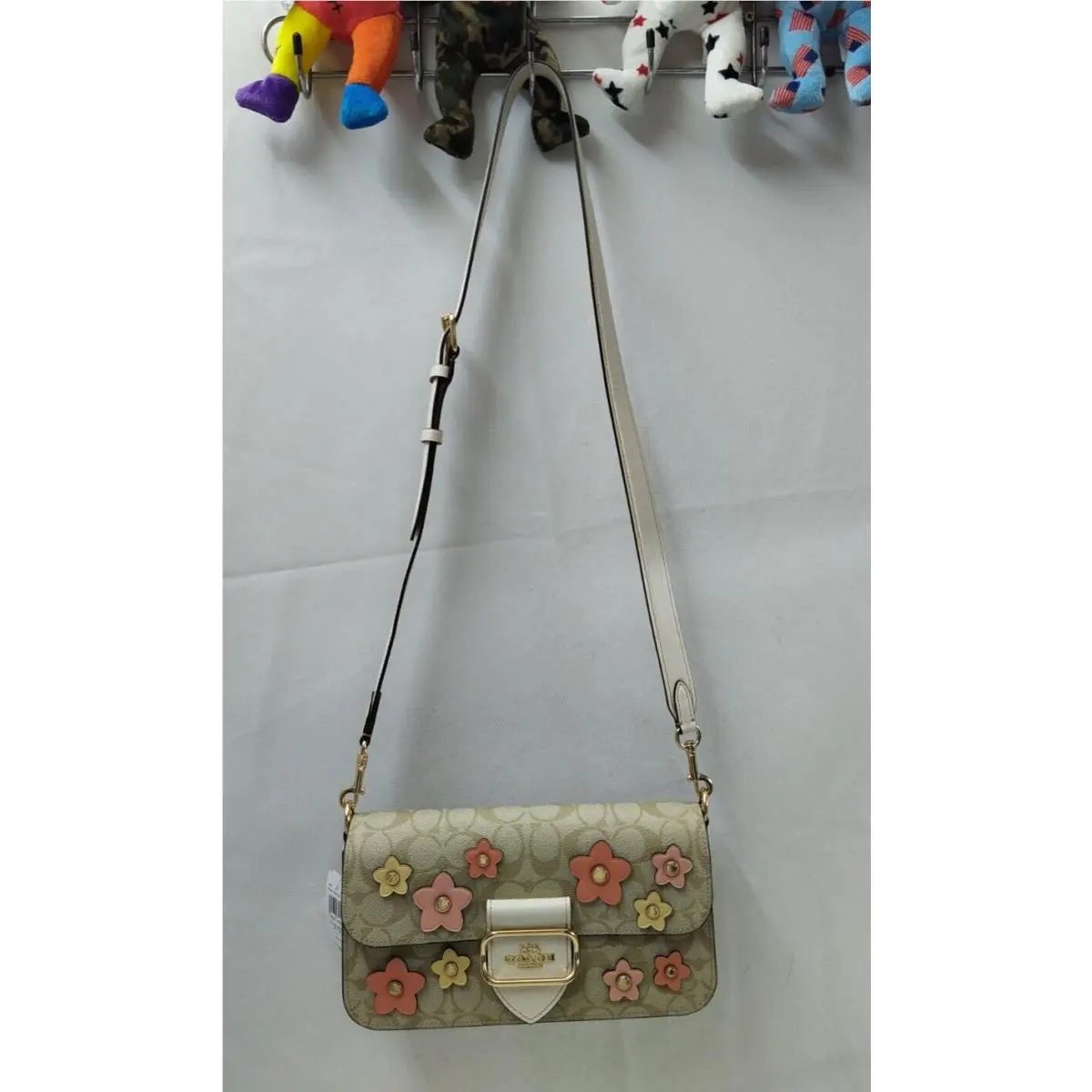 Coach Morgan In Signature Canvas W/ Floral Applique Crossbody Bag