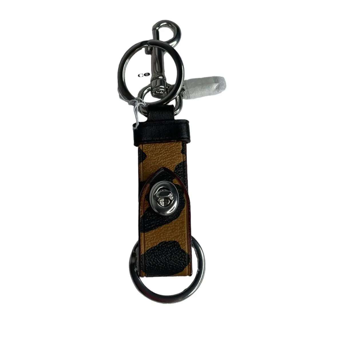 Coach Trigger Snap Bag Charm Keychain with Leopard Print
