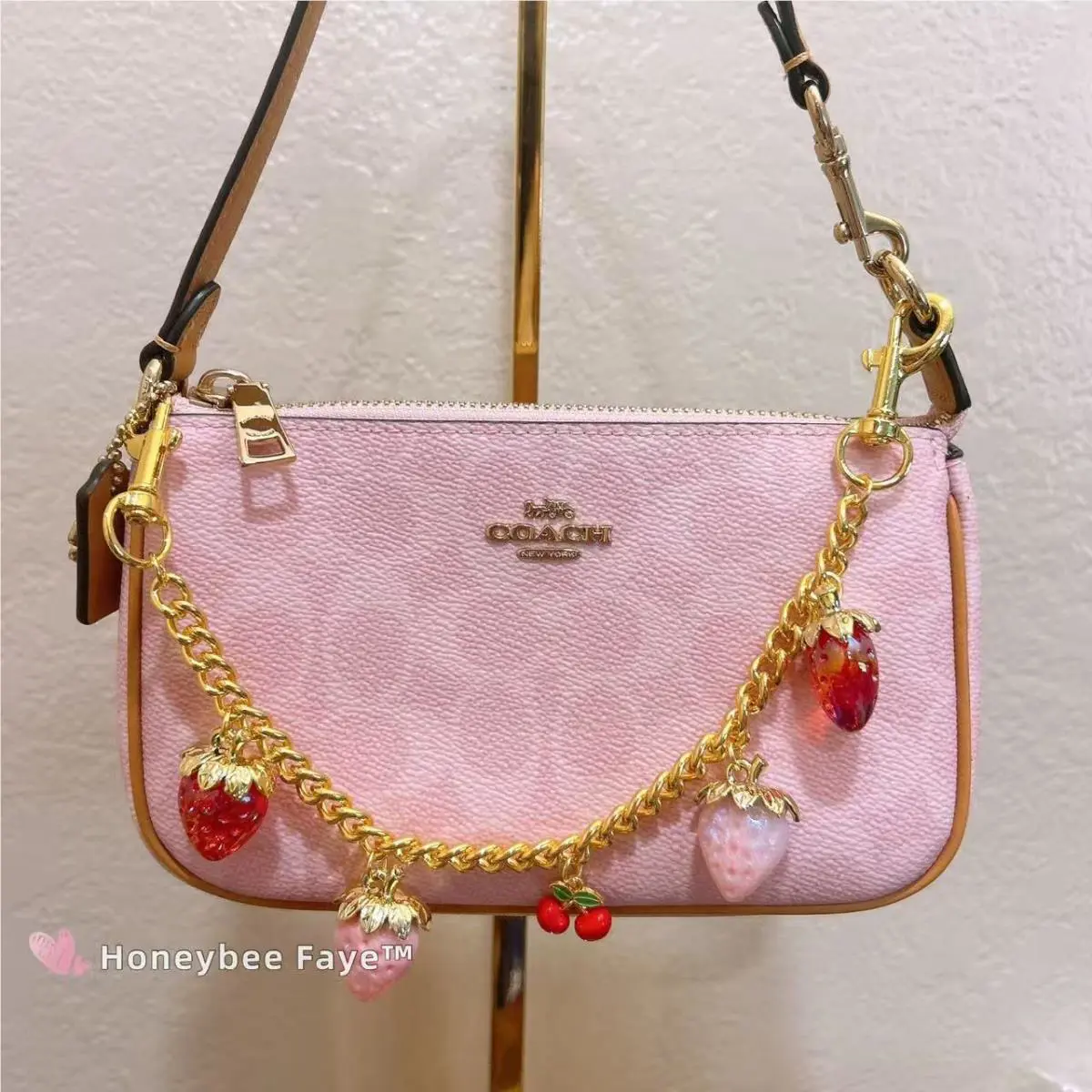 Coach CDW31 Nolita 19 In Signature Canvas with Charms Gold/powder Pink