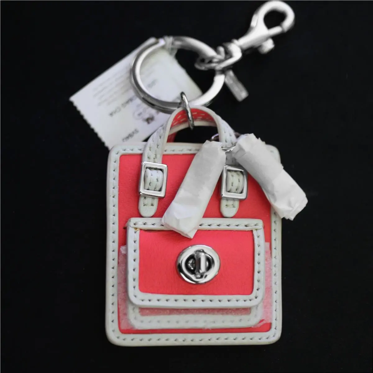 Coach Leather Keychain 63836 Mini Handbag Purse Charm/ Key Ring Fob