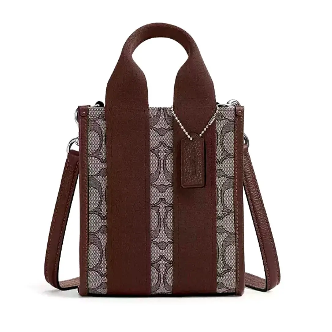 Coach Smith Mini Tote Bag In Signature Jacquard Oak Maple CCL75