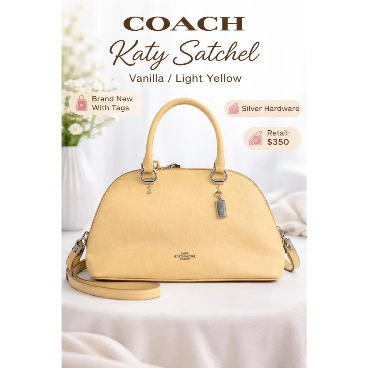 Coach X-grain Katy Satchel Vanilla Coach with Tags