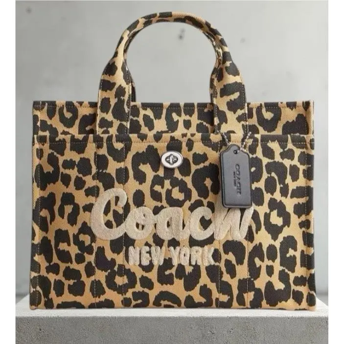Coach Leopard Print Canvas Medium Cargo Tote Bag CP770