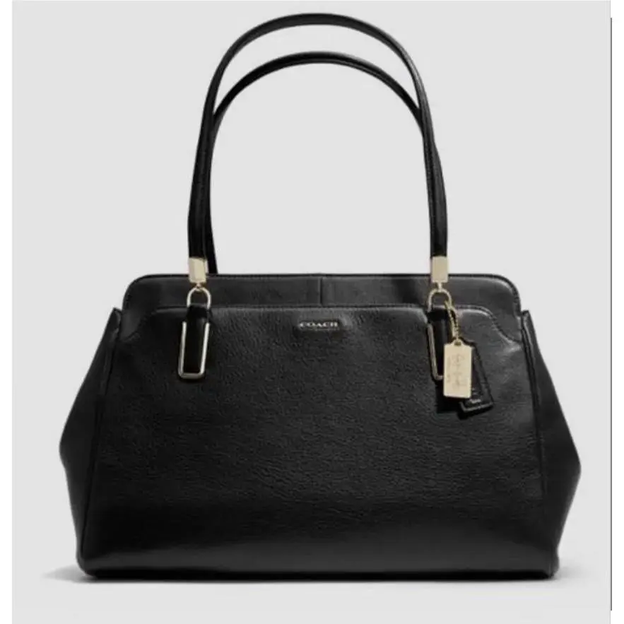 Coach Madison Kimberly Carryall Black Pebbled Leather Shoulder Handbag Purse