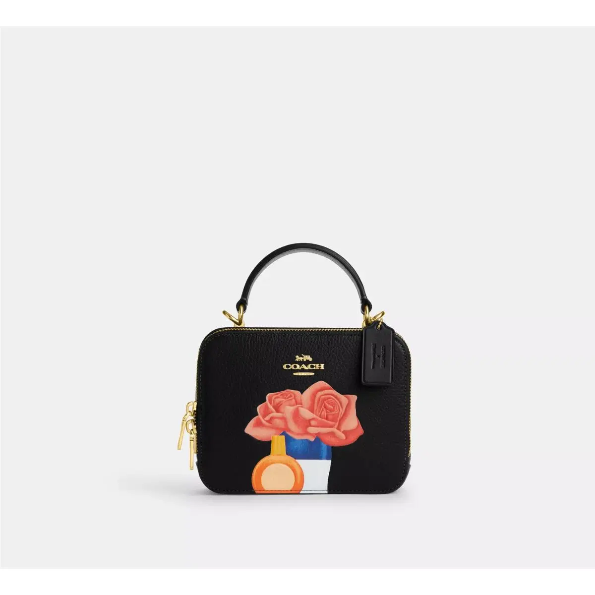 Coach X Tom Wesselmann CQ047 Roses Motif Pebbled Leather Box Crossbody Bag