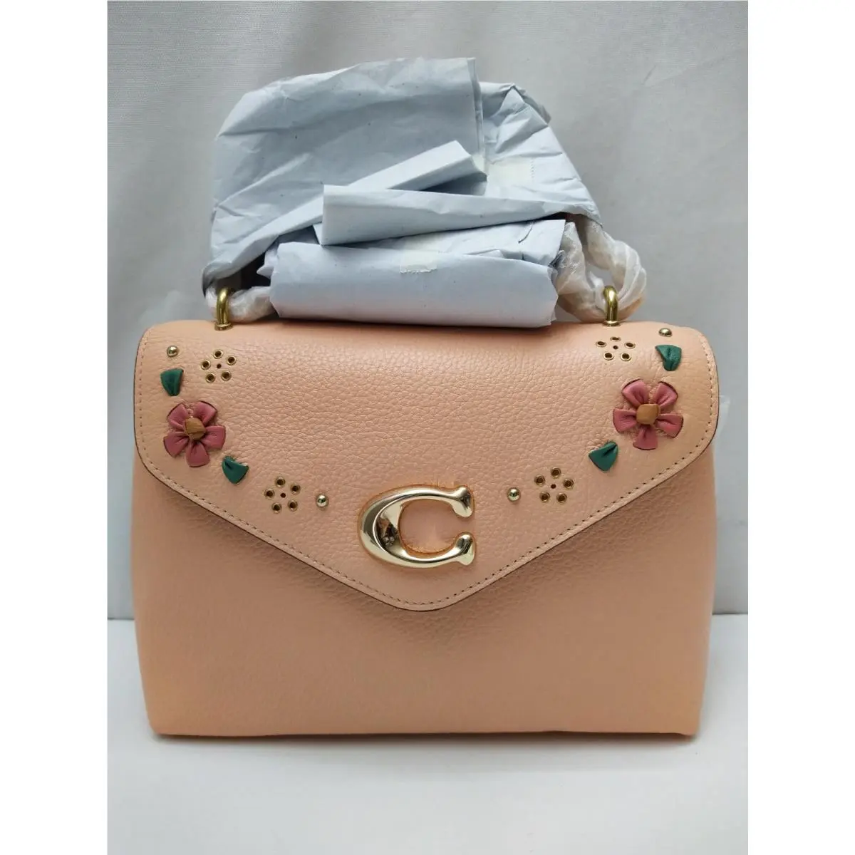 Coach Tammie Floral Whipstitch Faded Blush Pink Leather Crossbody Bag