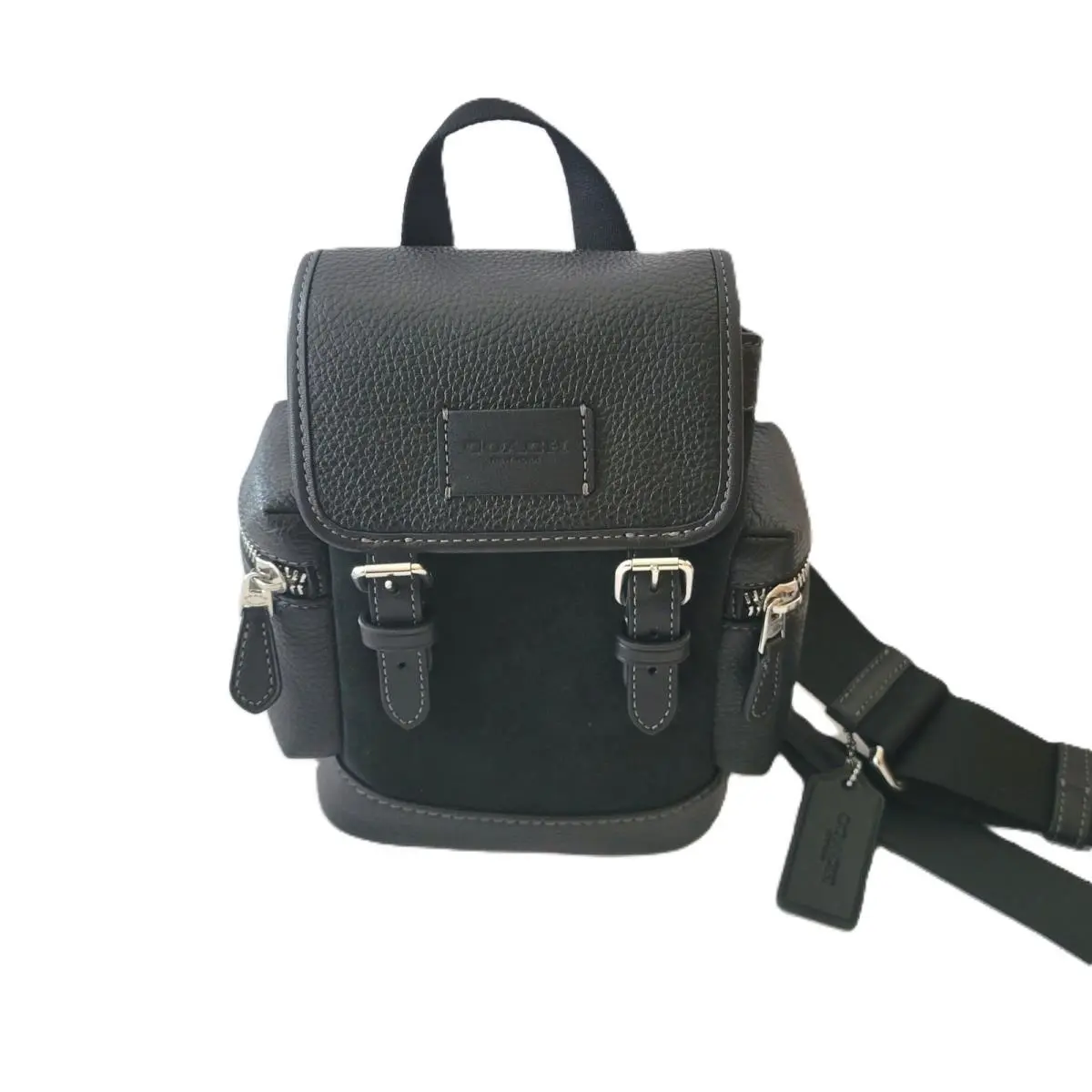Coach Sprint Sling Green Suede Crossbody Pebbled Leather CCE79