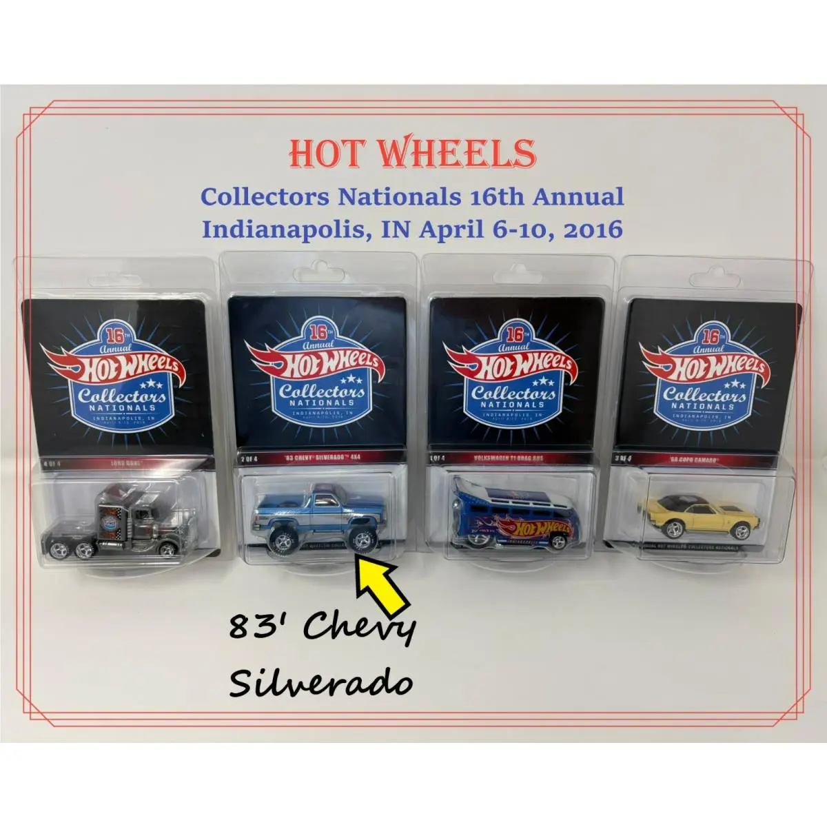 Hot Wheels 16th Annual Collectors Nationals 4 Car Set `83 Chevy Silverado