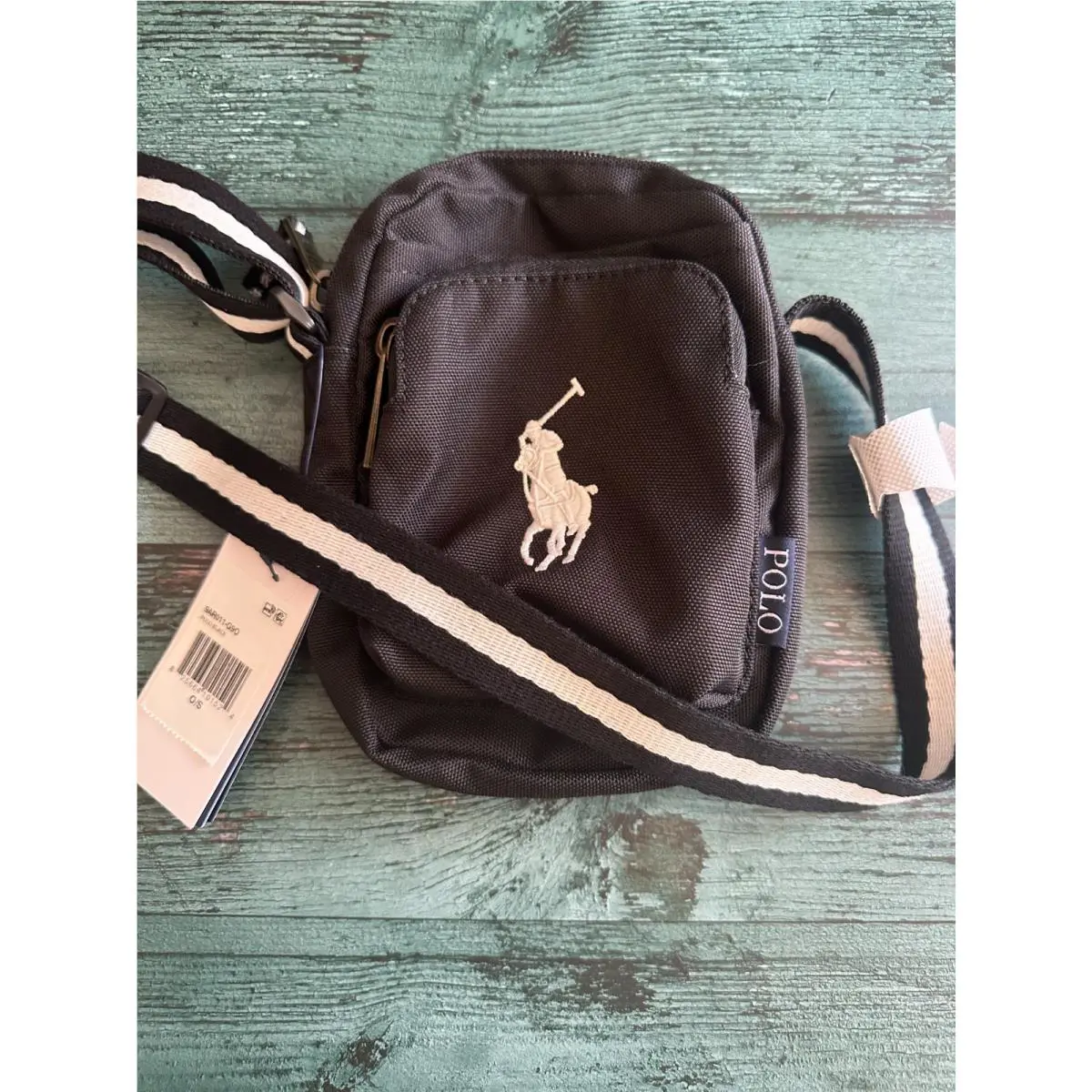 Polo Ralph Lauren Embroidered Big Pony Crossbody Shoulder Bag Black