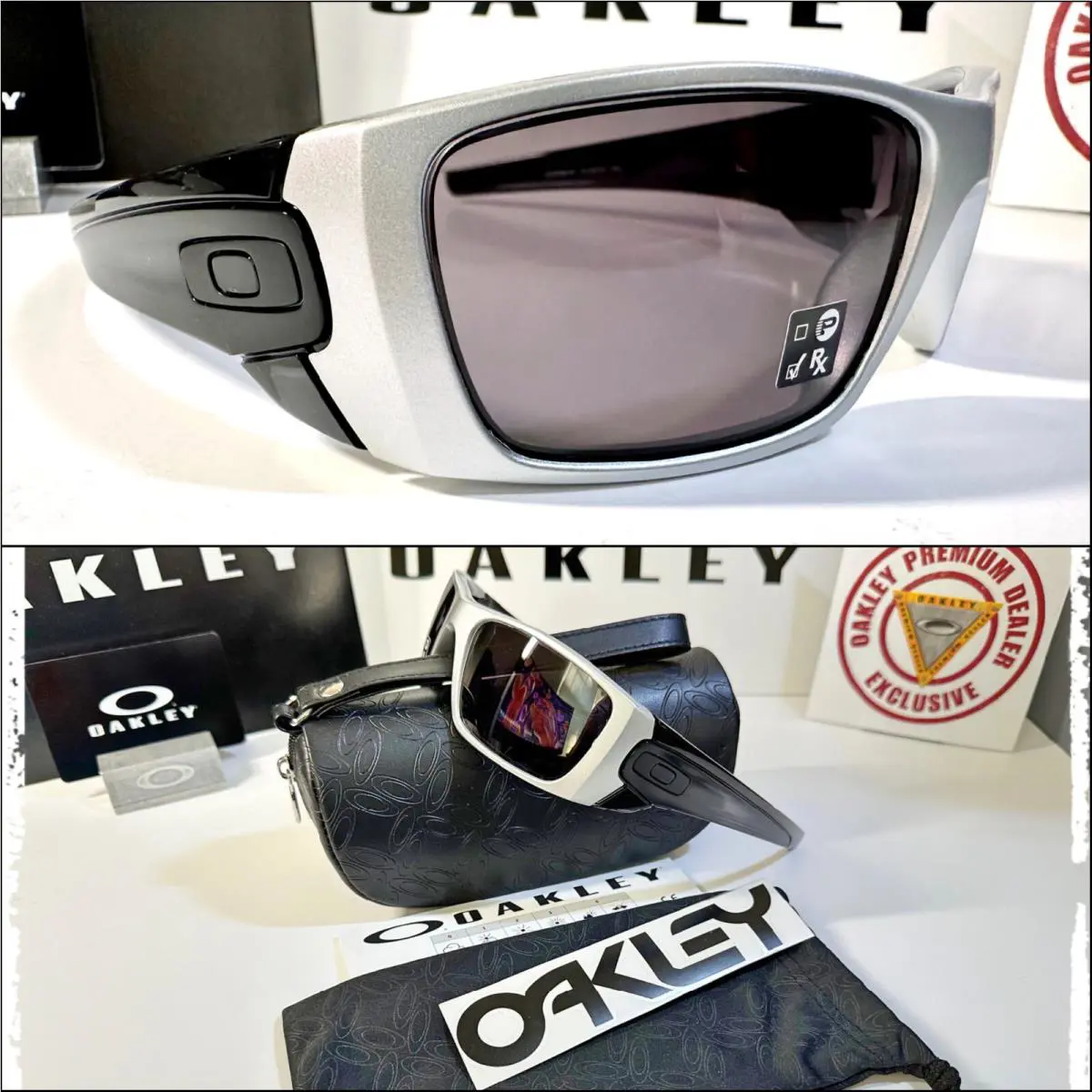 Custom  Fuel Cell X-silver Frame w Black Stems • Black Iridium Lens +bag by Oakley