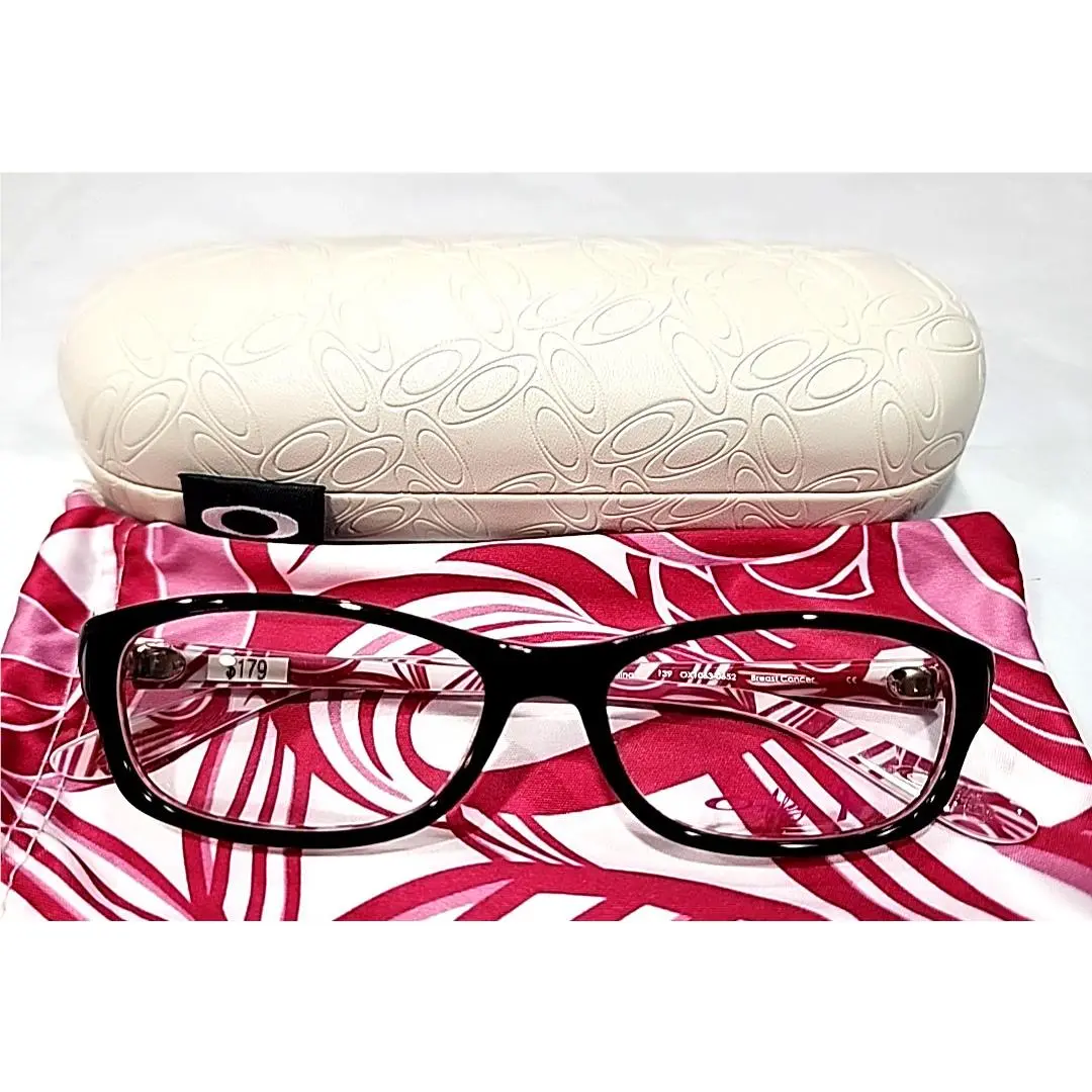 OX1063-0652 Breast Cancer Black Purple Eyeglasses 52-15 139 Case Pouch by Oakley