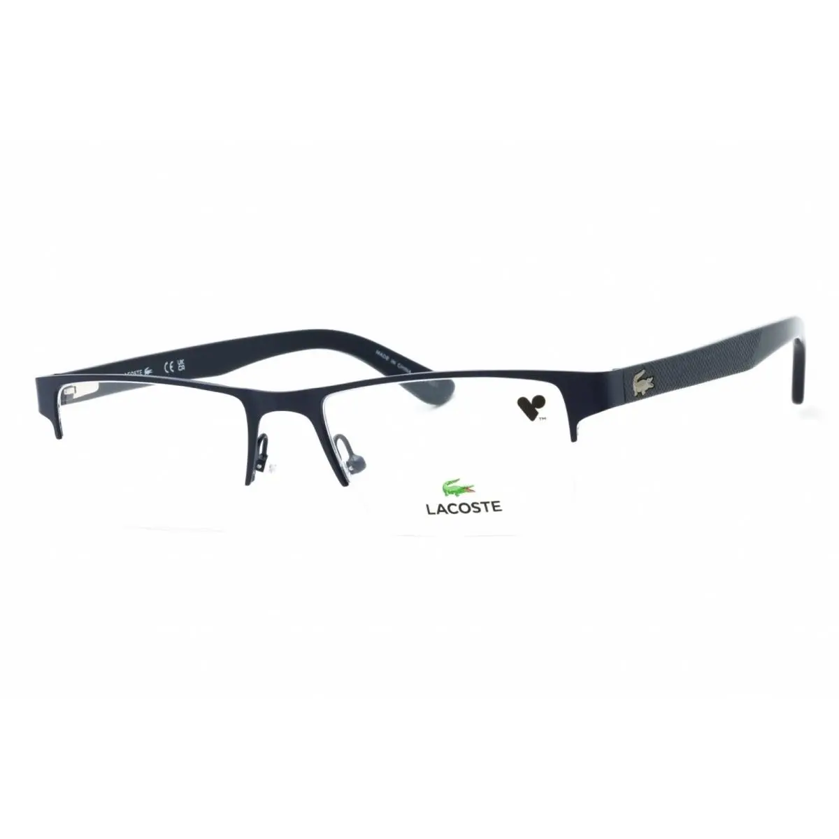 Lacoste Unisex Eyeglasses Matte Blue Rectangular Half Rim Metal Frame L2237 424