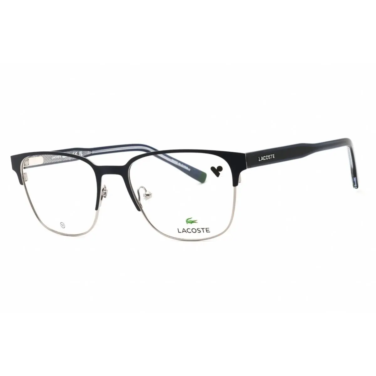 Lacoste Unisex Eyeglasses Matte Blue Metal Rectangular Half Rim Frame L2304 424