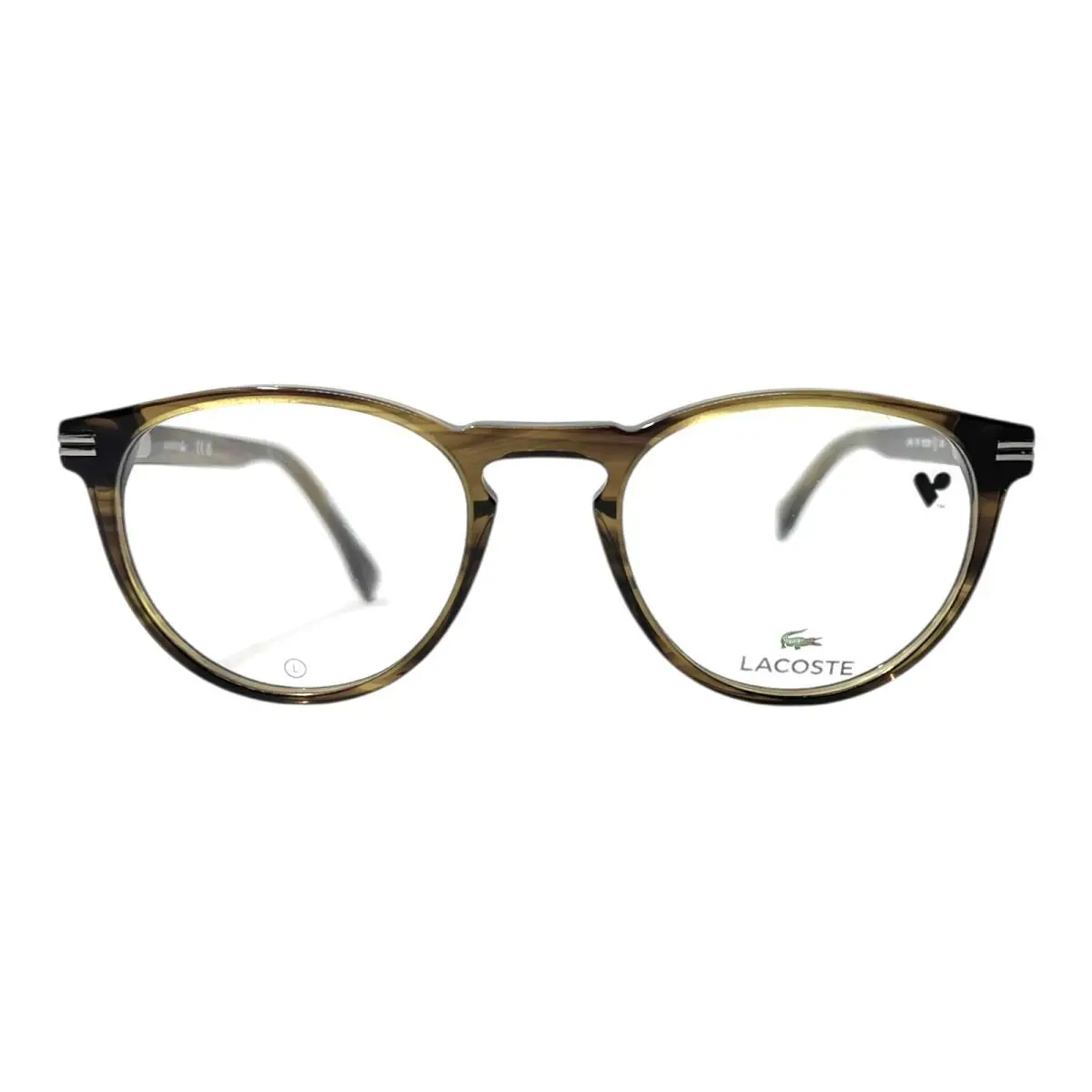 Lacoste - L2966 275 50/20/145 - Striped Khaki Brown Eyeglasses