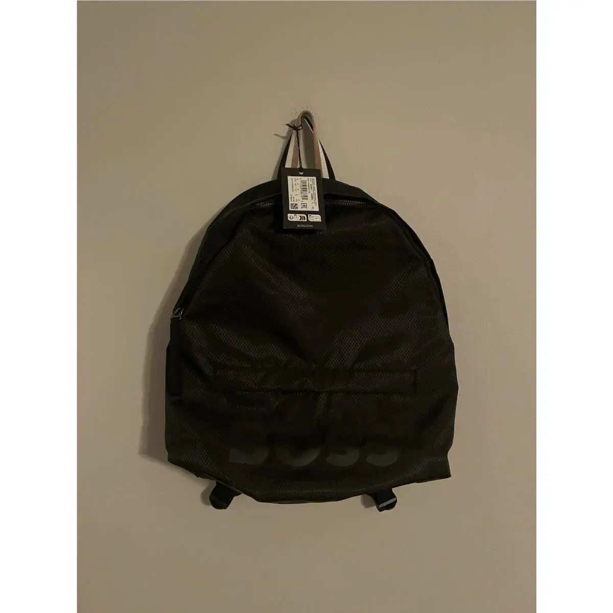 Hugo Boss Logo Pixel Lightweight Travel Zippered Backpack - Black
