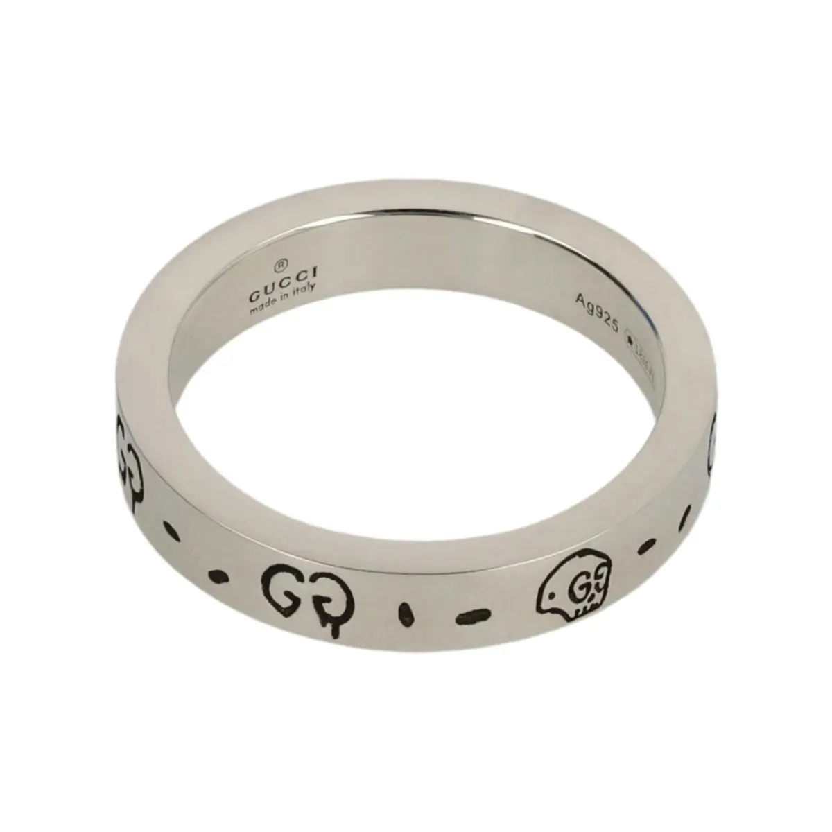 Gucci Womens Sterling Silver Ghost Ring 4MM