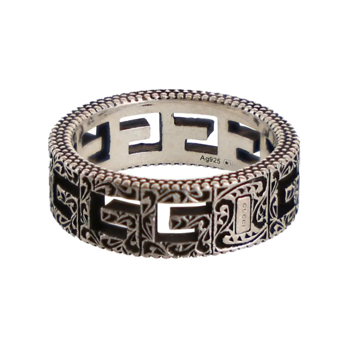 Gucci Womens Sterling Silver G Cube Ring