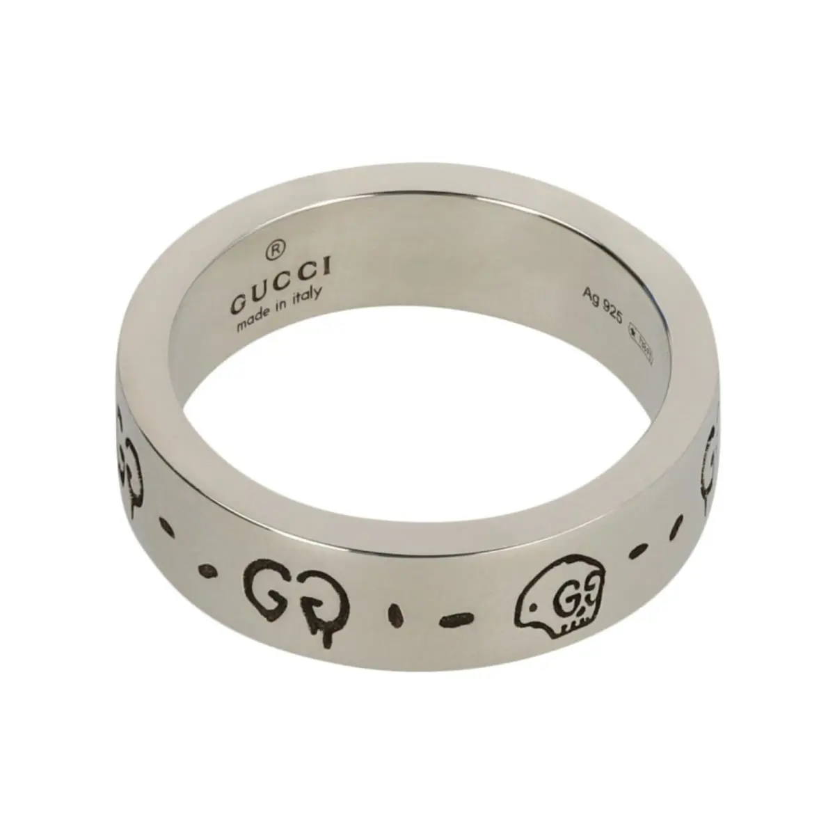 Gucci Womens Sterling Silver Ghost Ring 6MM