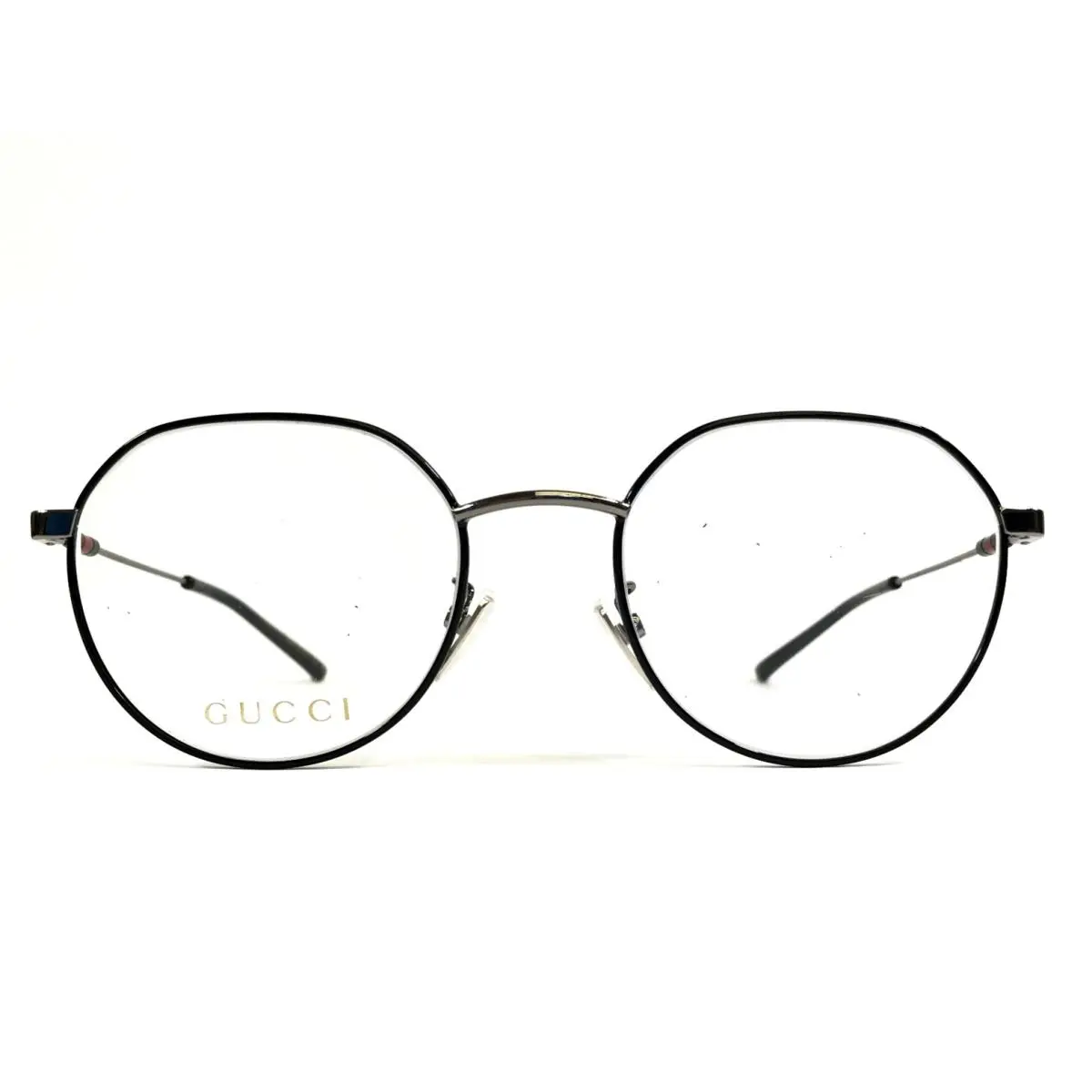 Gucci Eyeglasses Frames GG2141OK 002 Black Silver Round Wire Rim 51-20-145