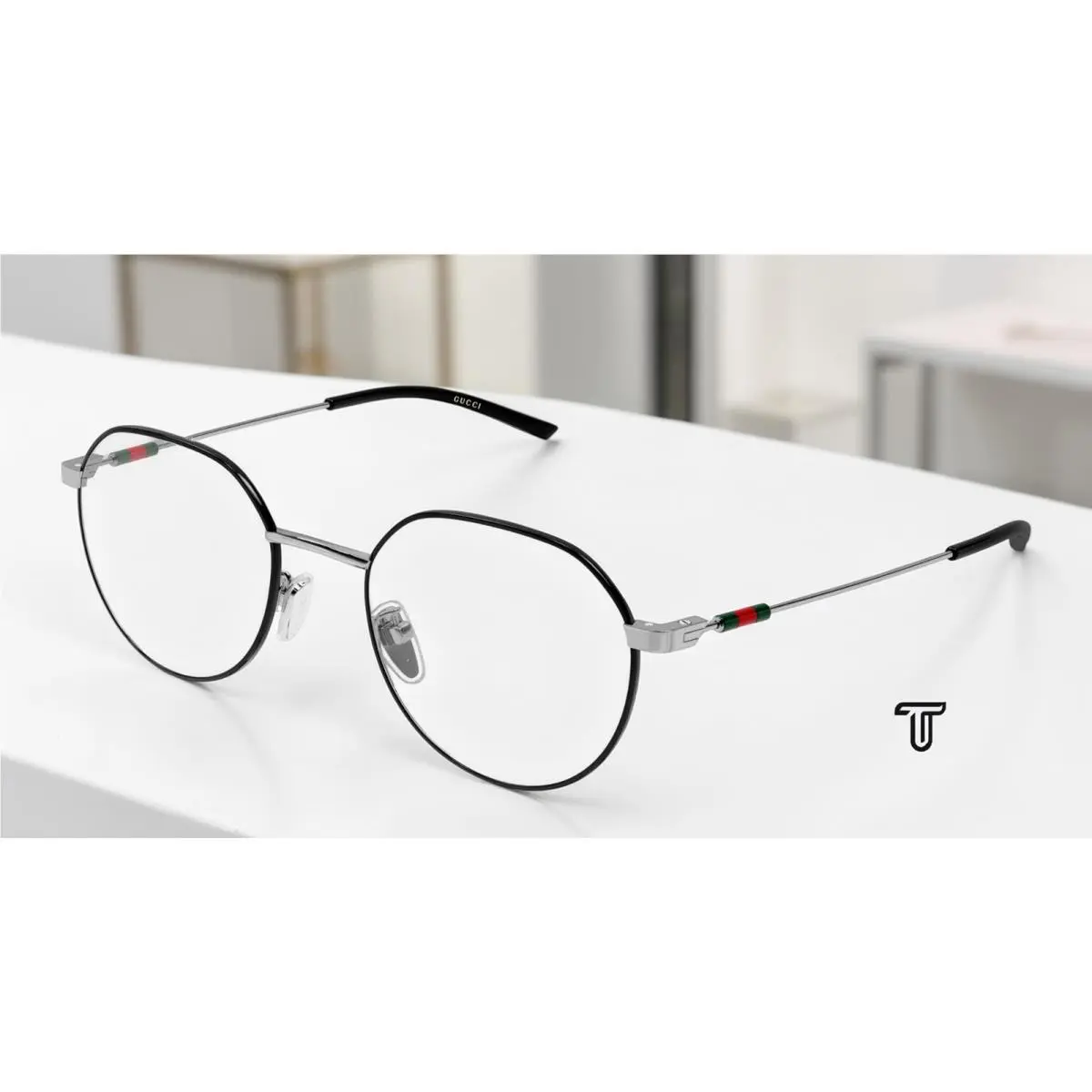 GG2141OK 002 Round Panthos Black Ruthenium Demo Lens 51 Unisex Eyeglasses by Gucci
