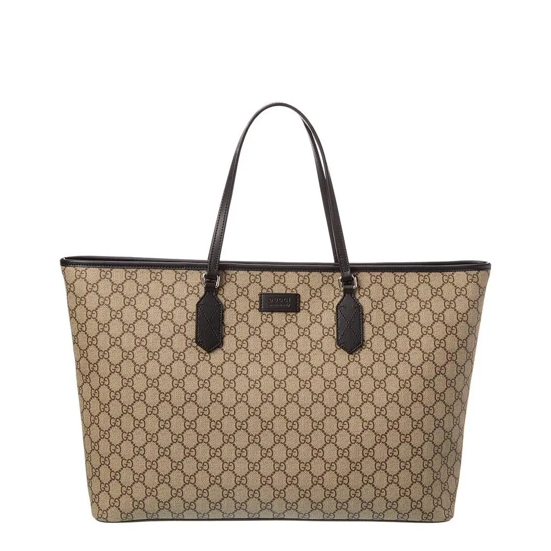 Gucci Gg Supreme Canvas Leather Tote Women`s Ns