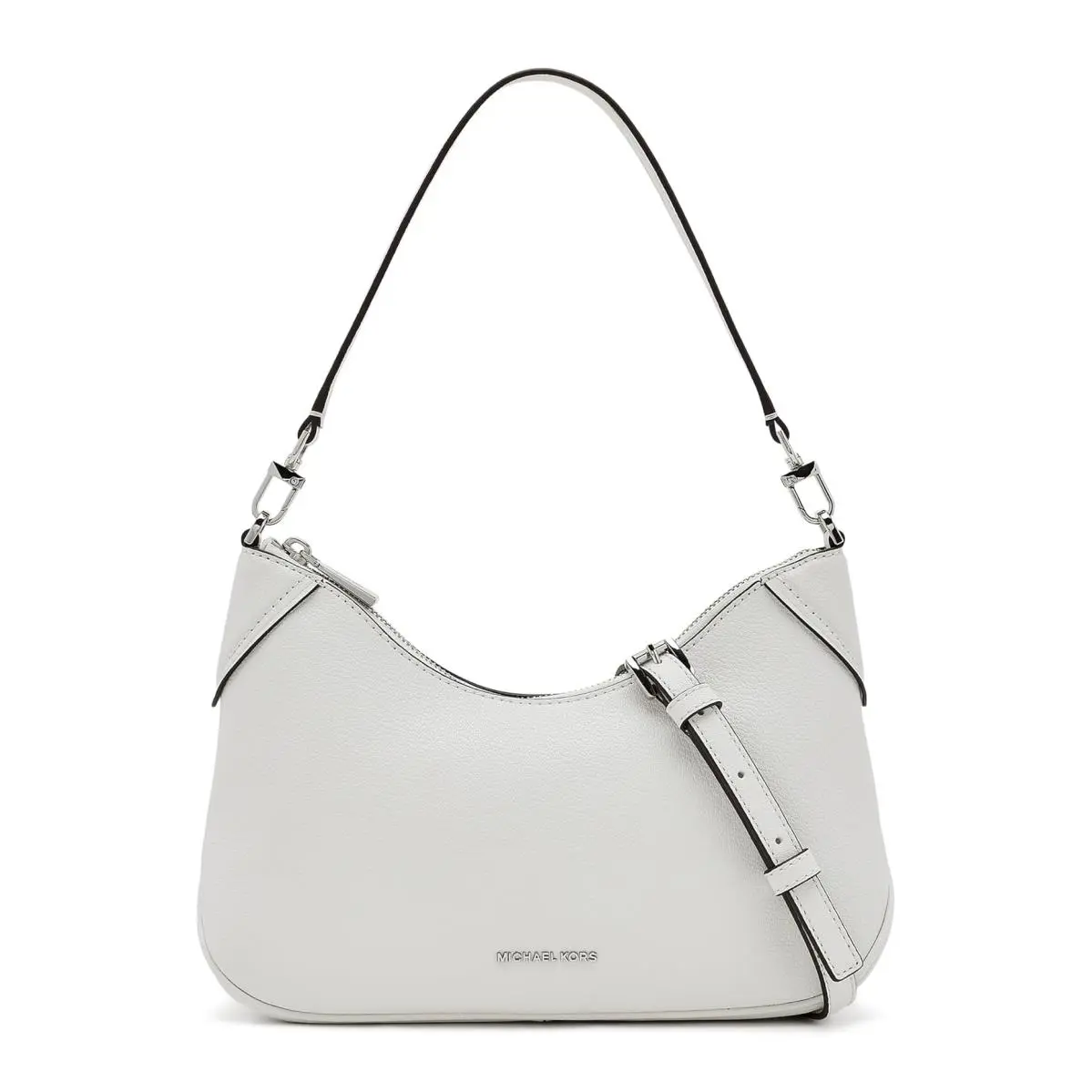 Woman`s Bags Michael Michael Kors Jet Set Medium Convertible Pouchette Crossbody - Optic White, Exterior: Multicolor