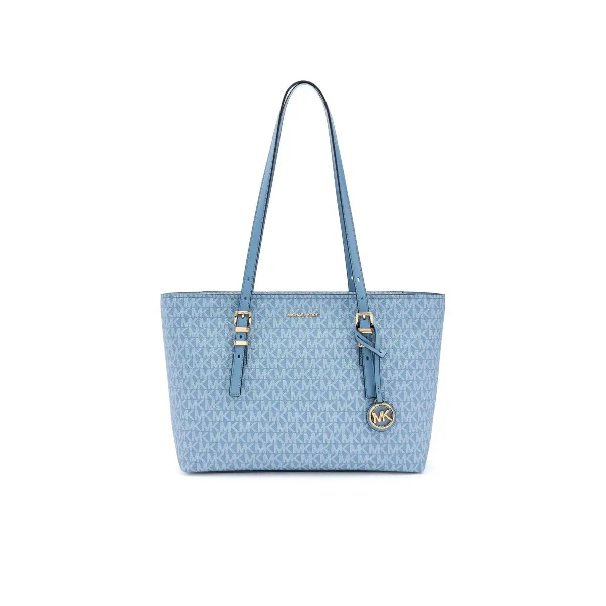 Woman`s Handbags Michael Michael Kors Quinn Medium East West Top Zip Tote - Chambray, Exterior: Multicolor