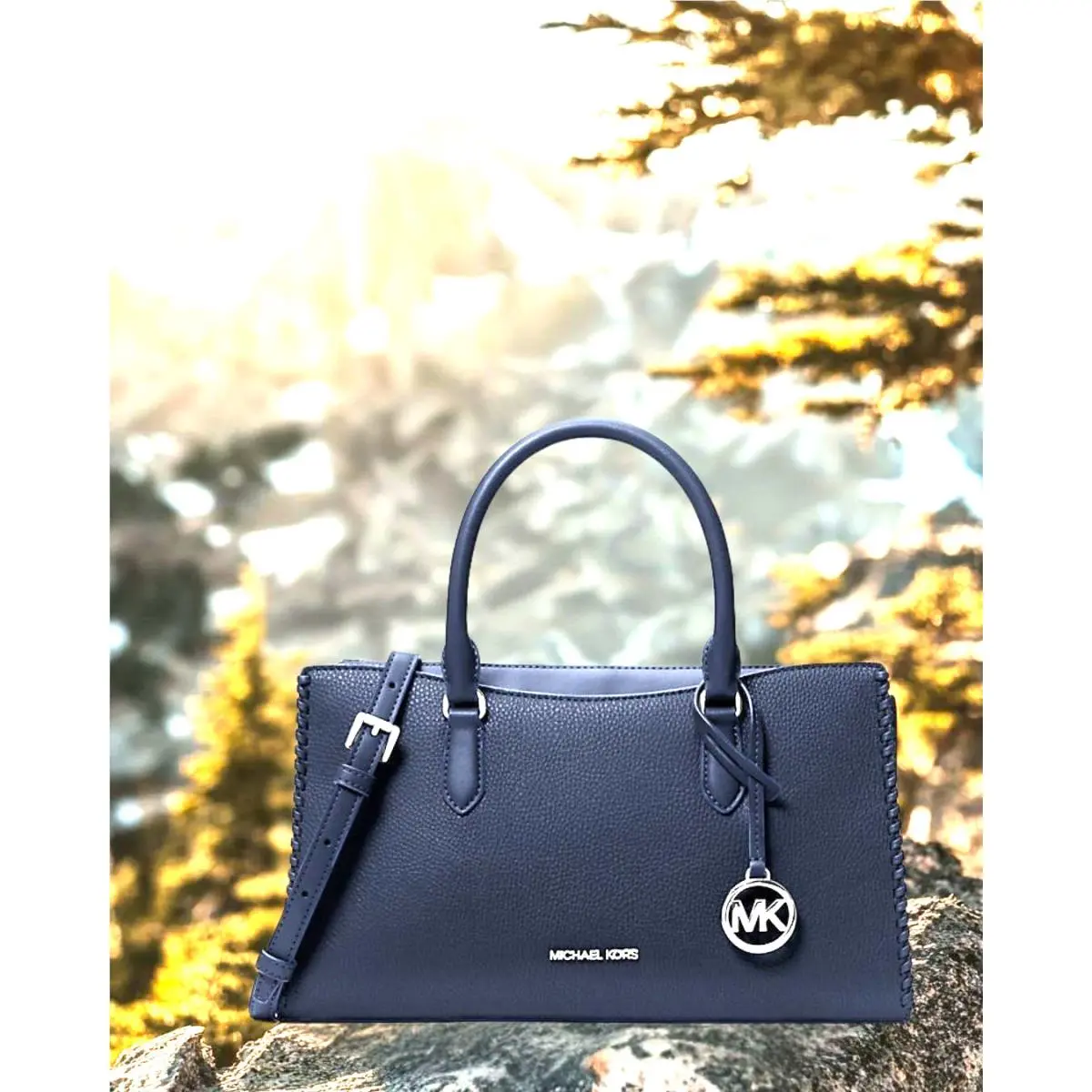 Arden Women Medium PU Blend Crossbody Satchel Purse Bag Variation NAVY by Michael Kors
