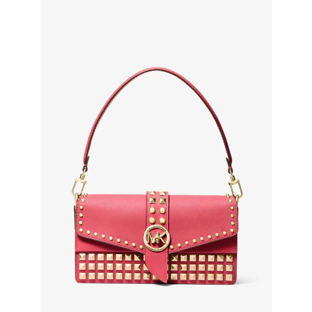 Michael Kors Greenwich Medium Studded Saffiano Leather Shoulder Bag
