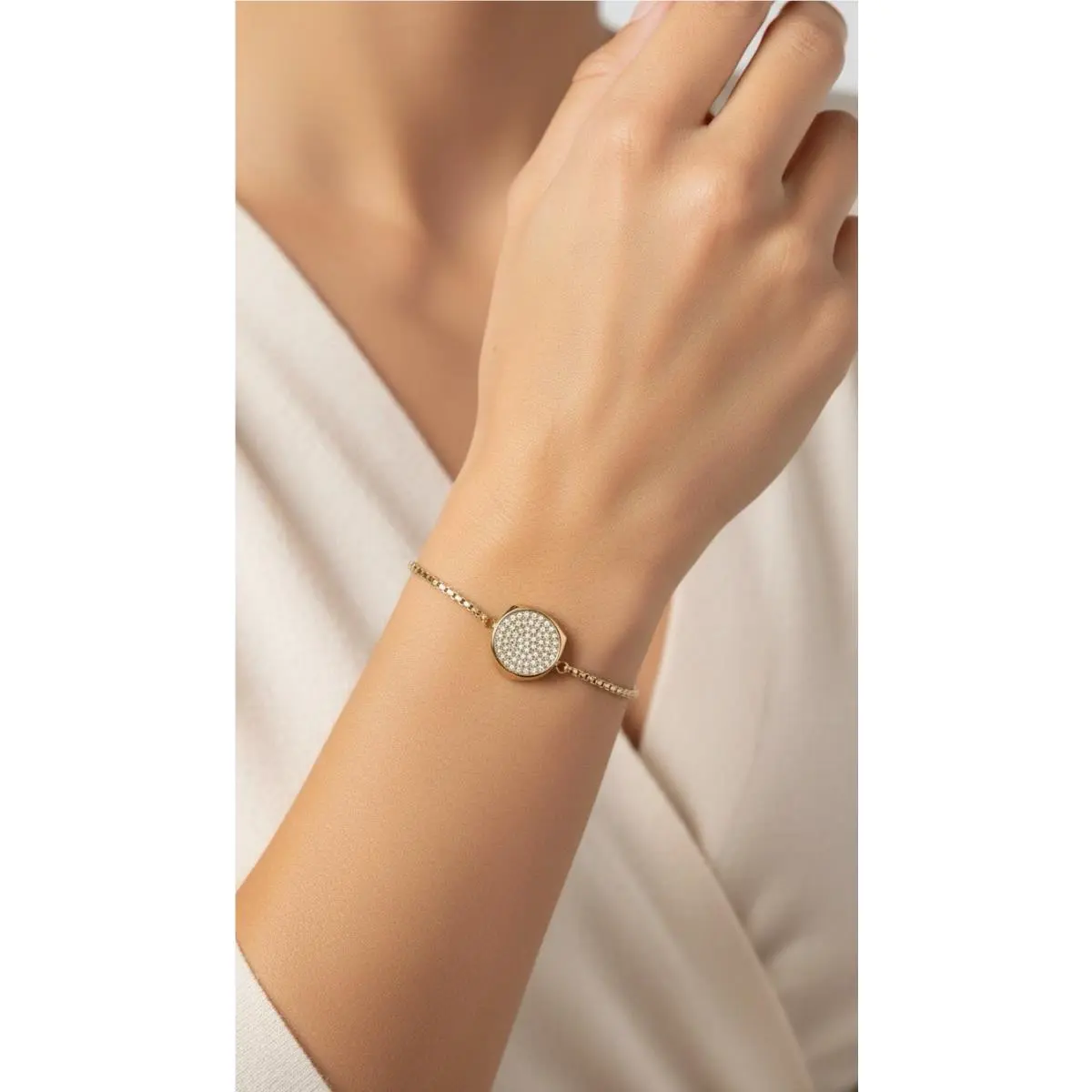 Gold Tone Pave Disc Slider Bracelet 219 by Michael Kors