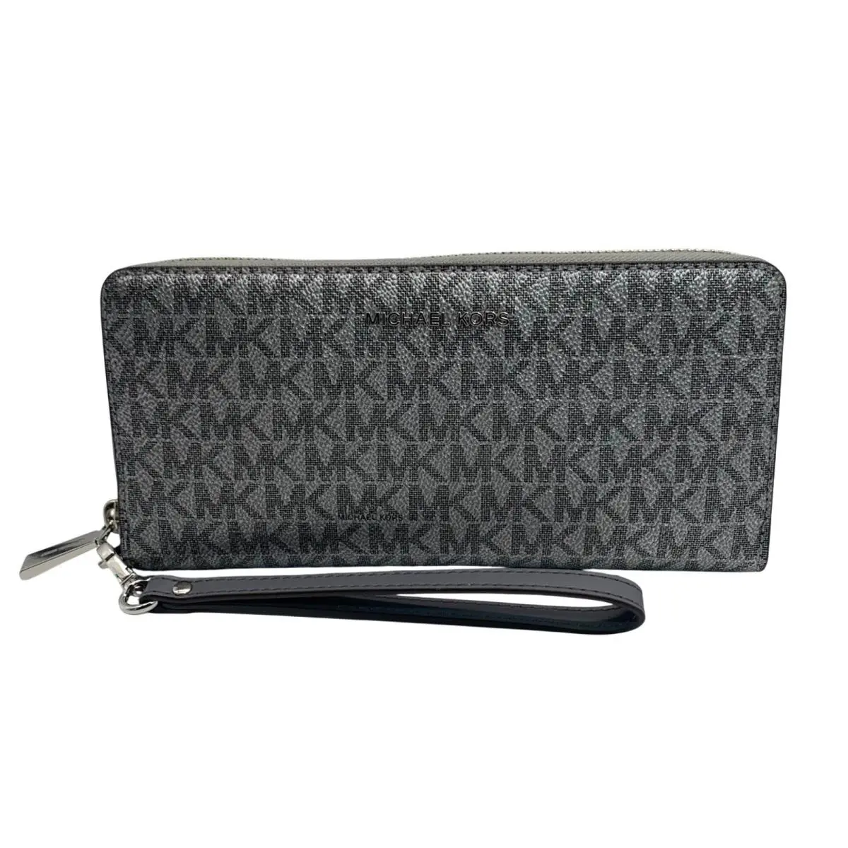Michael Kors Dark Silver Monogram Jet Set Wristlet